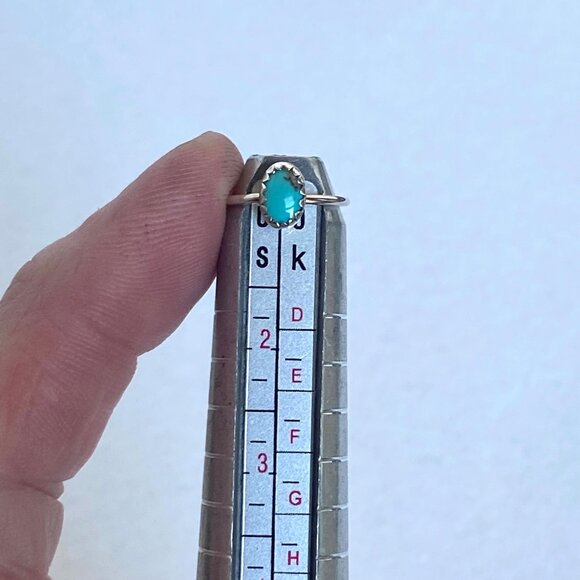 VTG Sterling Silver 925 Tiny Sawtooth Bezel Set Turquoise Baby Child Ring Sz 1 - Picture 5 of 16
